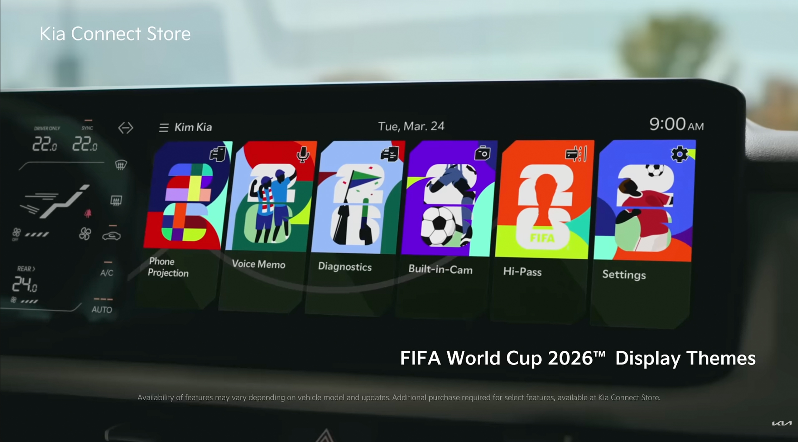 Kia 車載螢幕推出 FIFA World Cup 2026™ 主題介面設計   （圖片來源：Kia Connect Store）